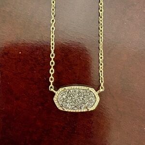 Kendra Scott Gold Necklace with Glittering Silver Pendant